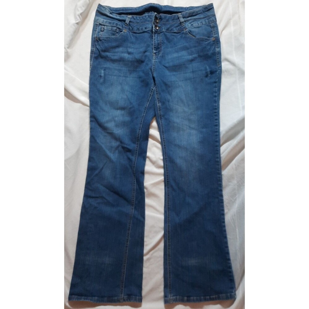 C'est Toi Women's Blue Denim Flare Leg Jeans SZ 3XL